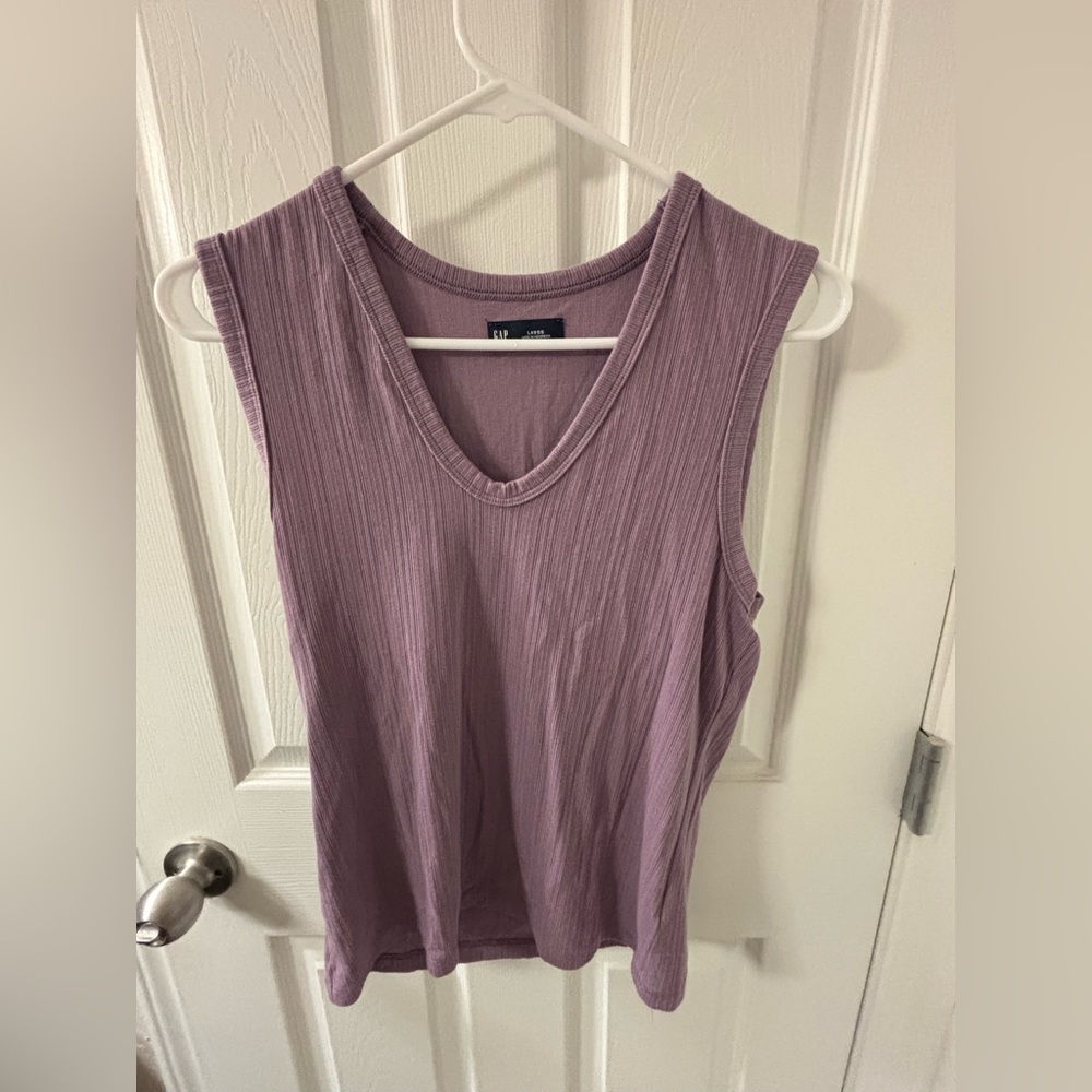 NNT GAP Women's Lavender V-Neck Rib Tank Top